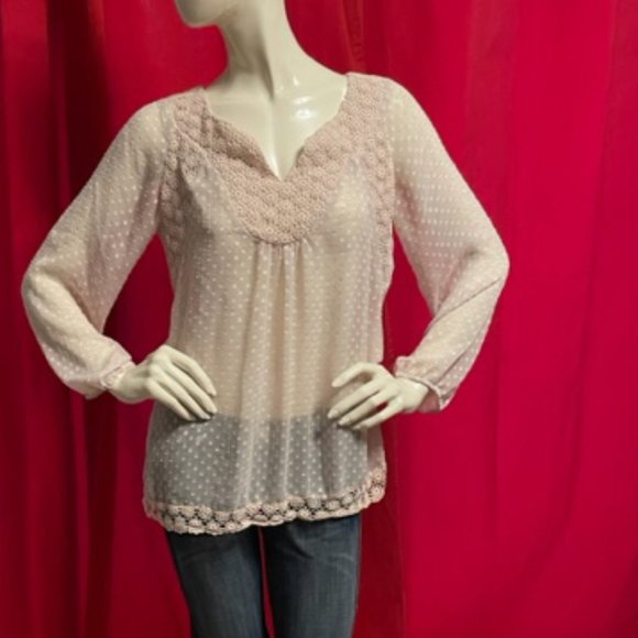 Daniel Rain Sheer Pink Blouse Size Small - Picture 3 of 6
